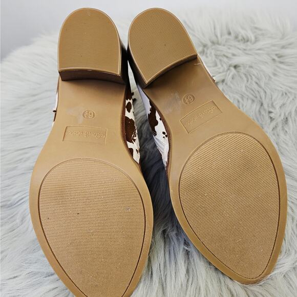 Altard State Cow Print Booties Brown White Western Ankle Boots Block Heel Sz 6.5 - Picture 11 of 14